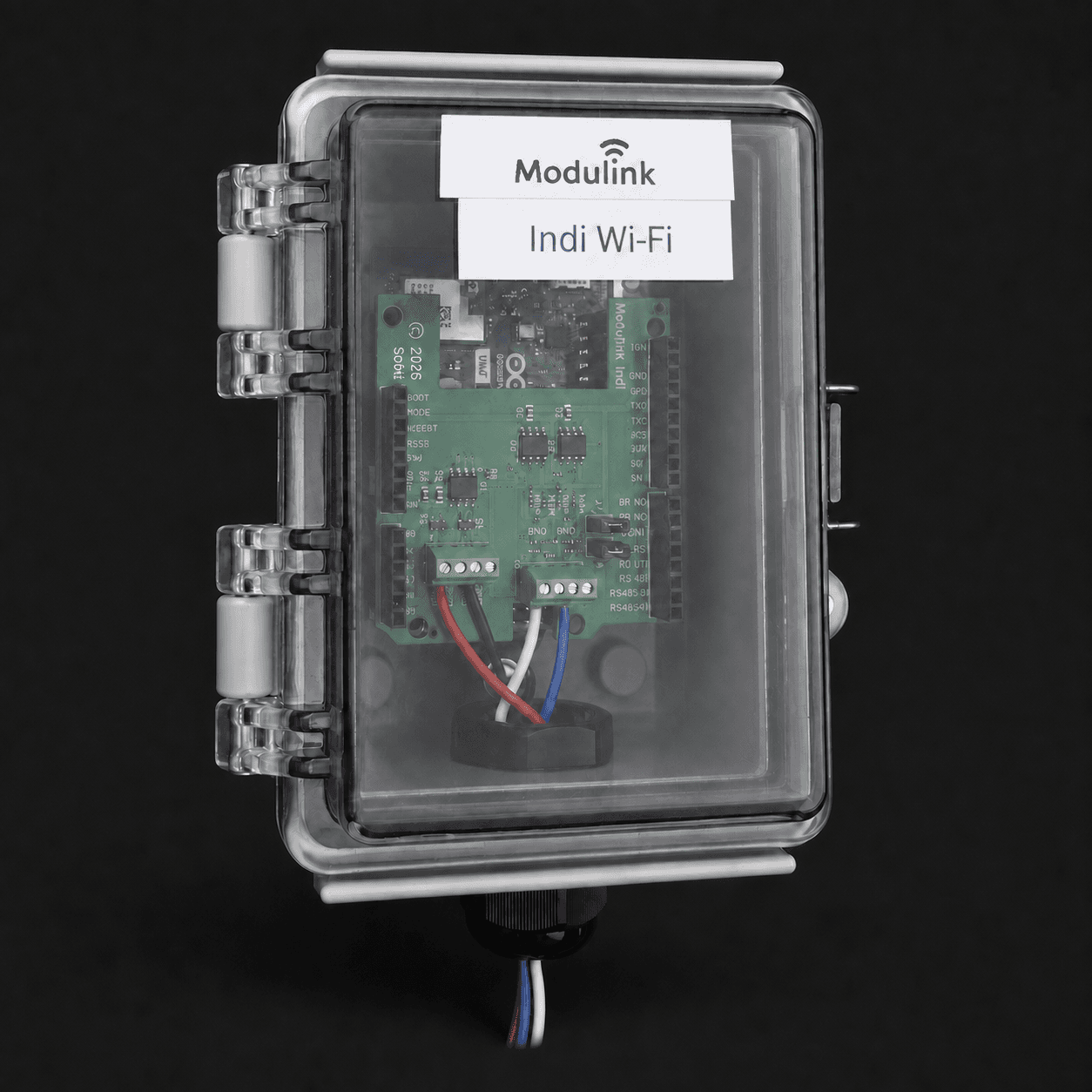 Modulink Indi Wi-Fi terminal in its clear enclosure